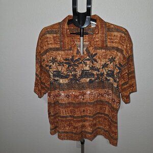 BOCA CLASSICS MENS SIZE XL SHORT SLEEVE SHIRT WITH TROPICAL SURFER DESIGN